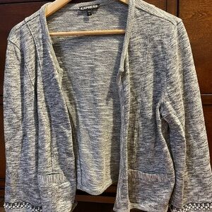 Express Gray Open-Front Cardigan